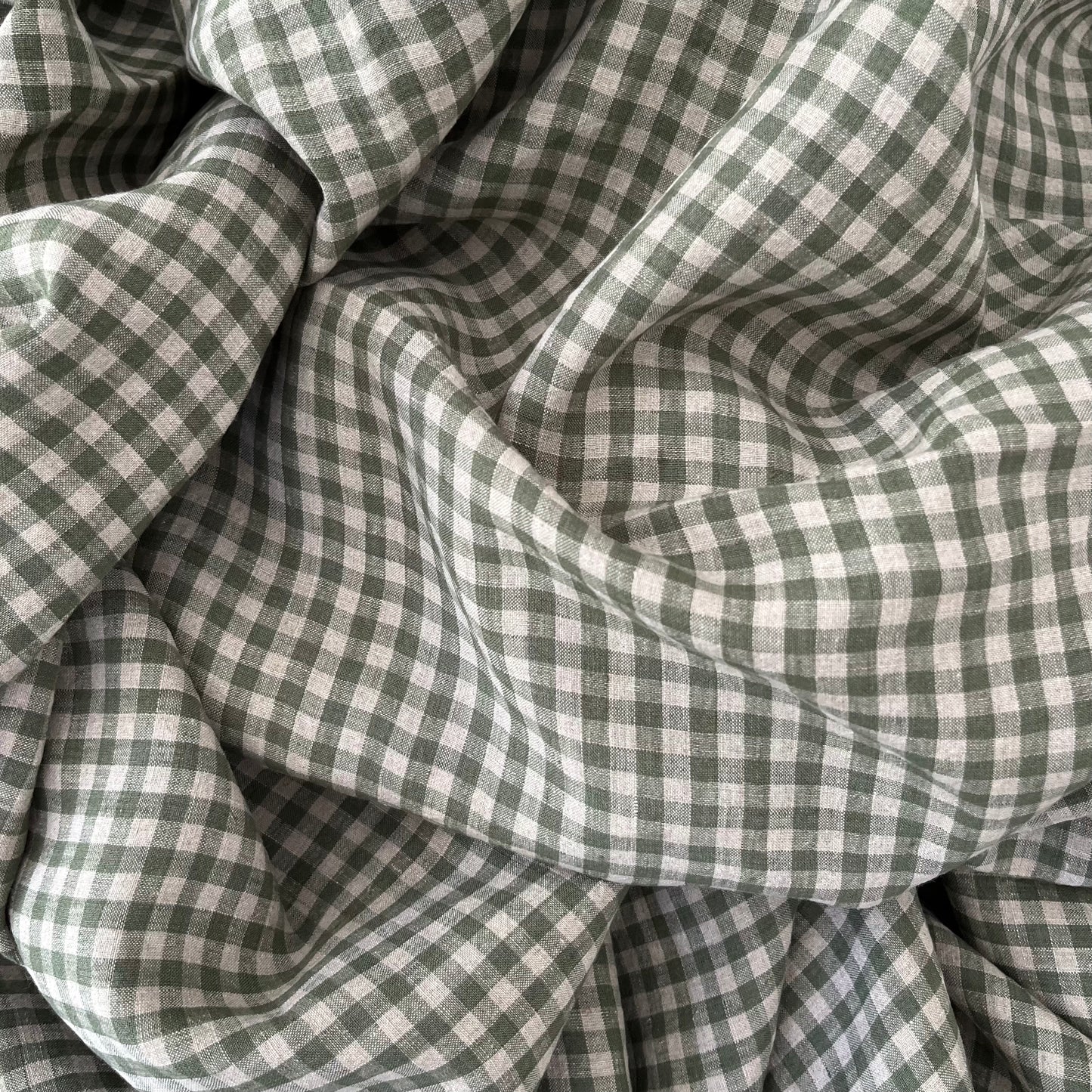 Close-up of green and white checkered fabric