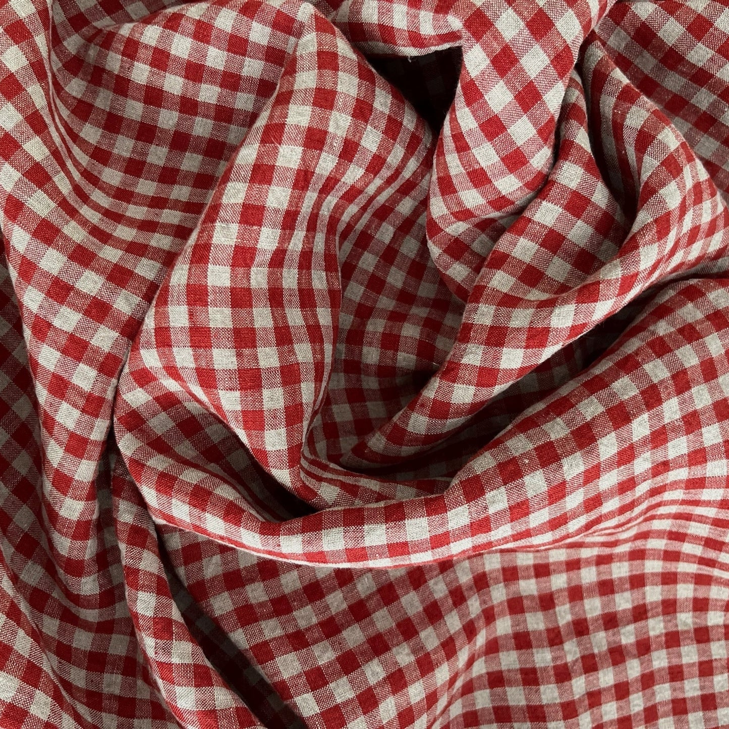 Red and white checkered fabric