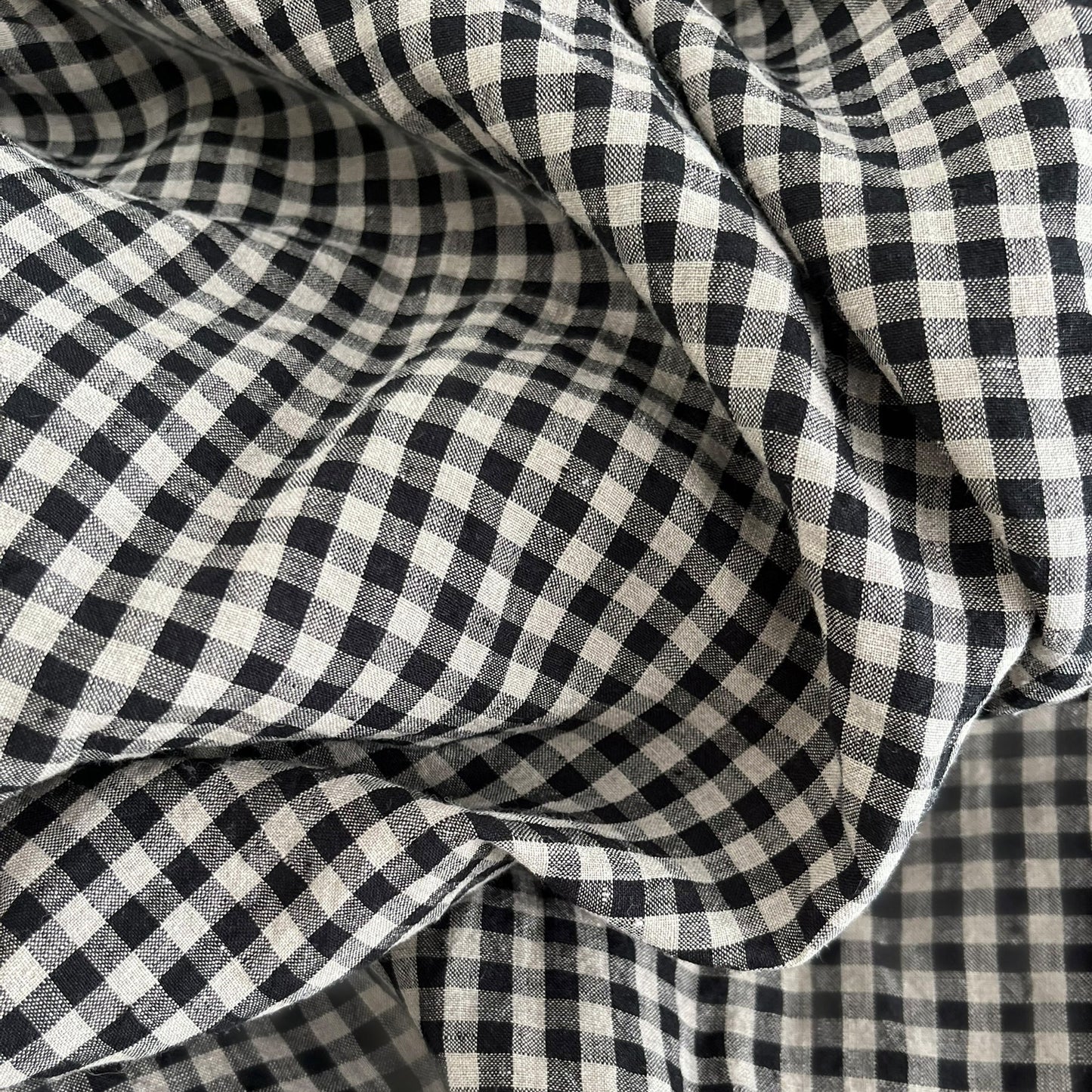 Close-up of black and white checkered fabric