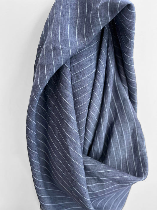 REMNANT 2m - Washed Blue Pinstripes 20mm