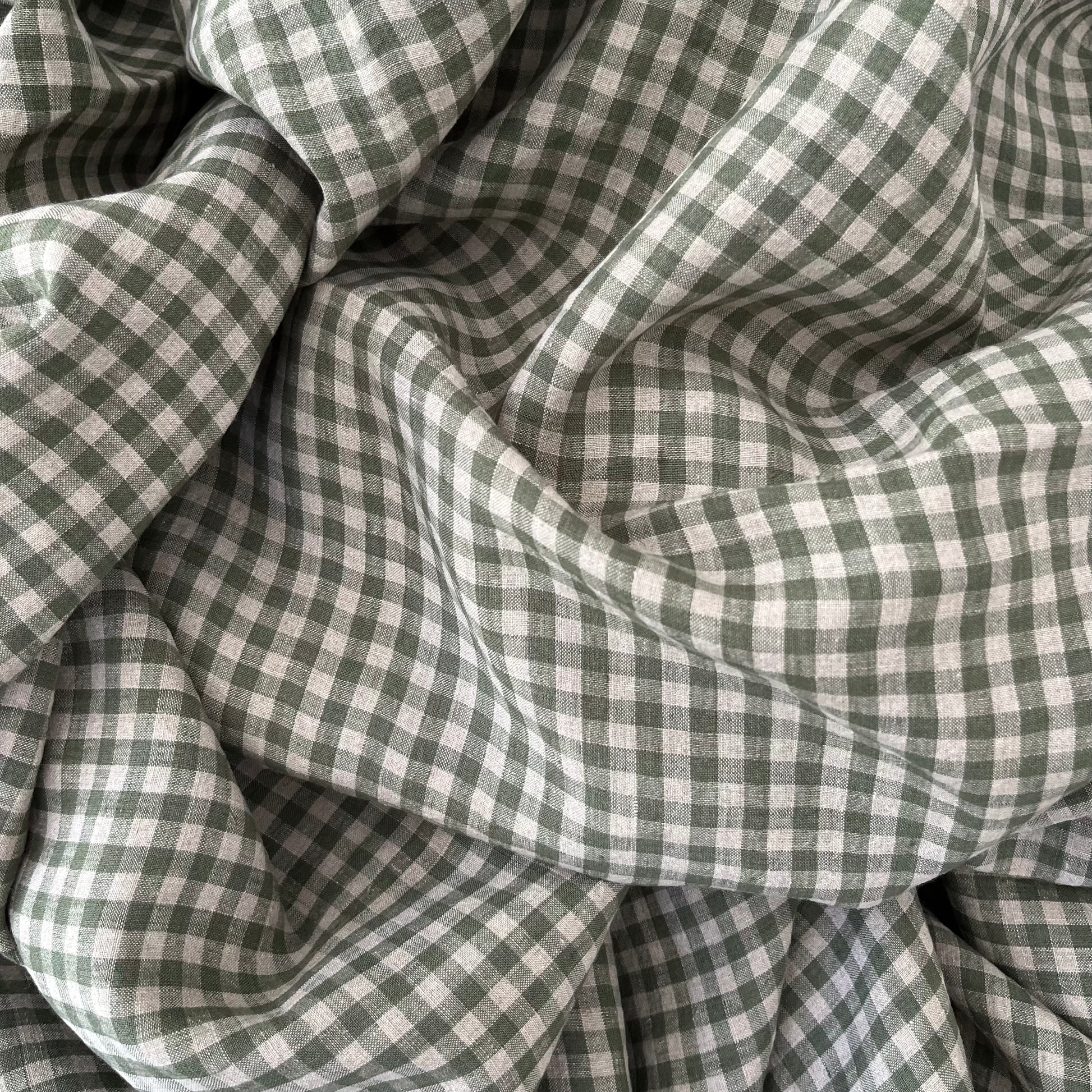 Close-up of green and white checkered fabric