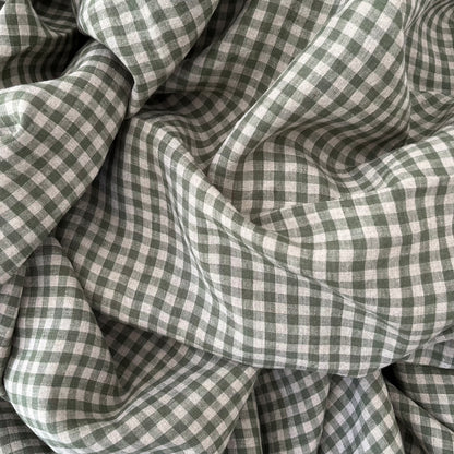 Close-up of green and white checkered fabric