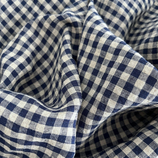 Close-up of blue and white checkered fabric