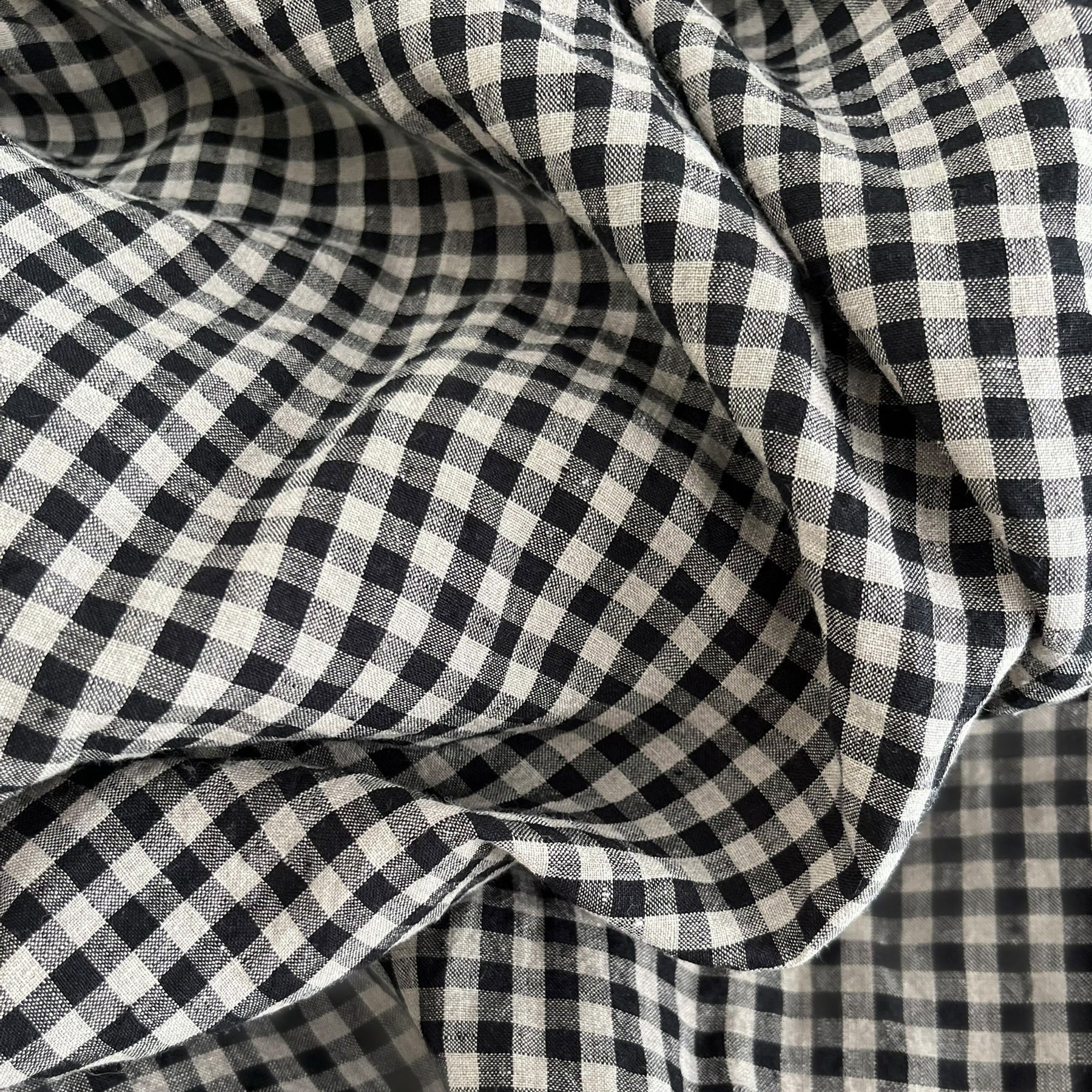 Close-up of black and white checkered fabric