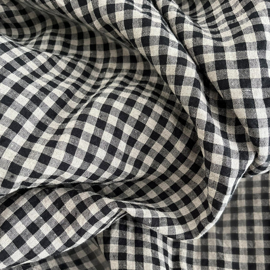 Close-up of black and white checkered fabric