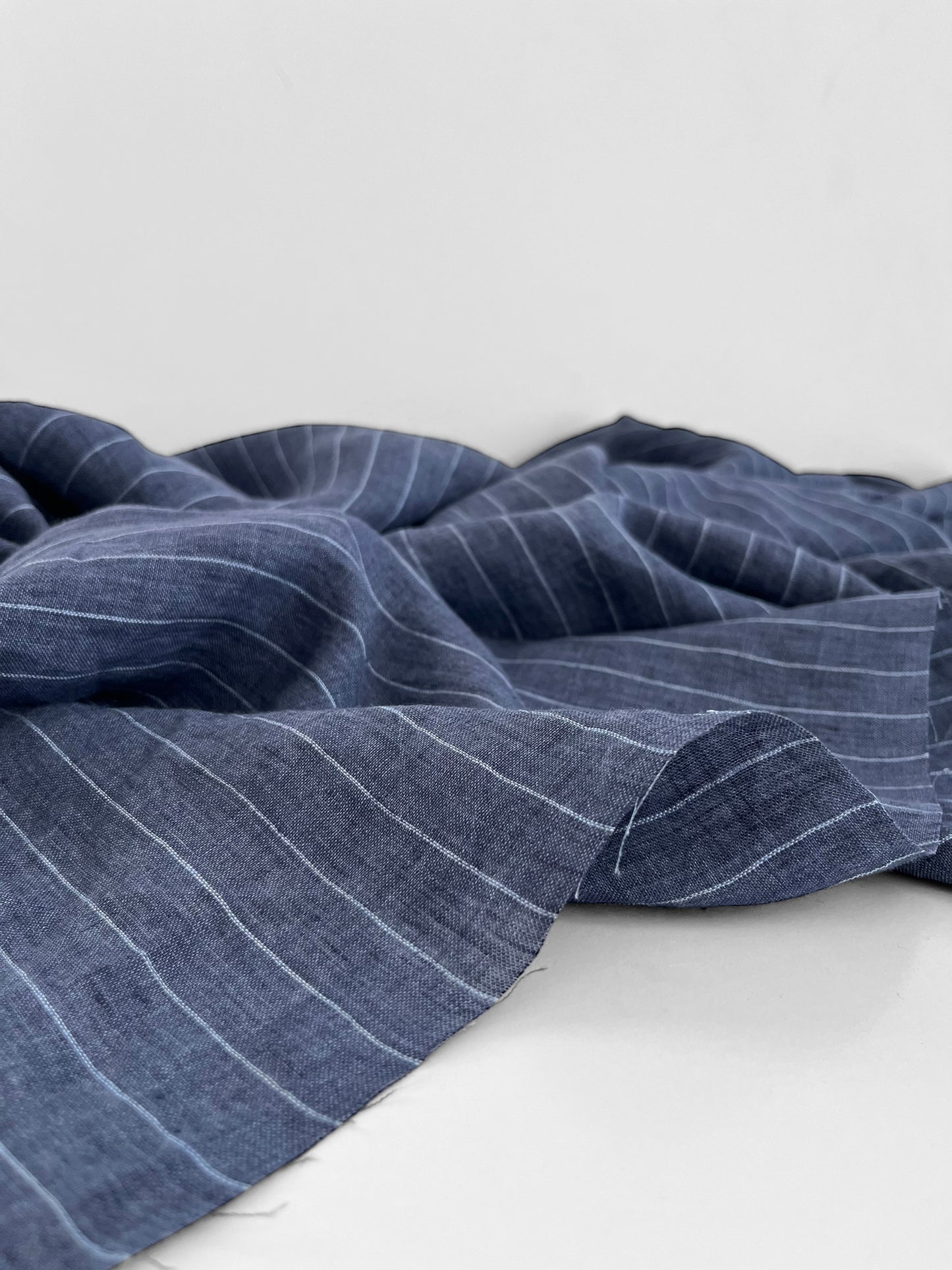 REMNANT 2m - Washed Blue Pinstripes 20mm