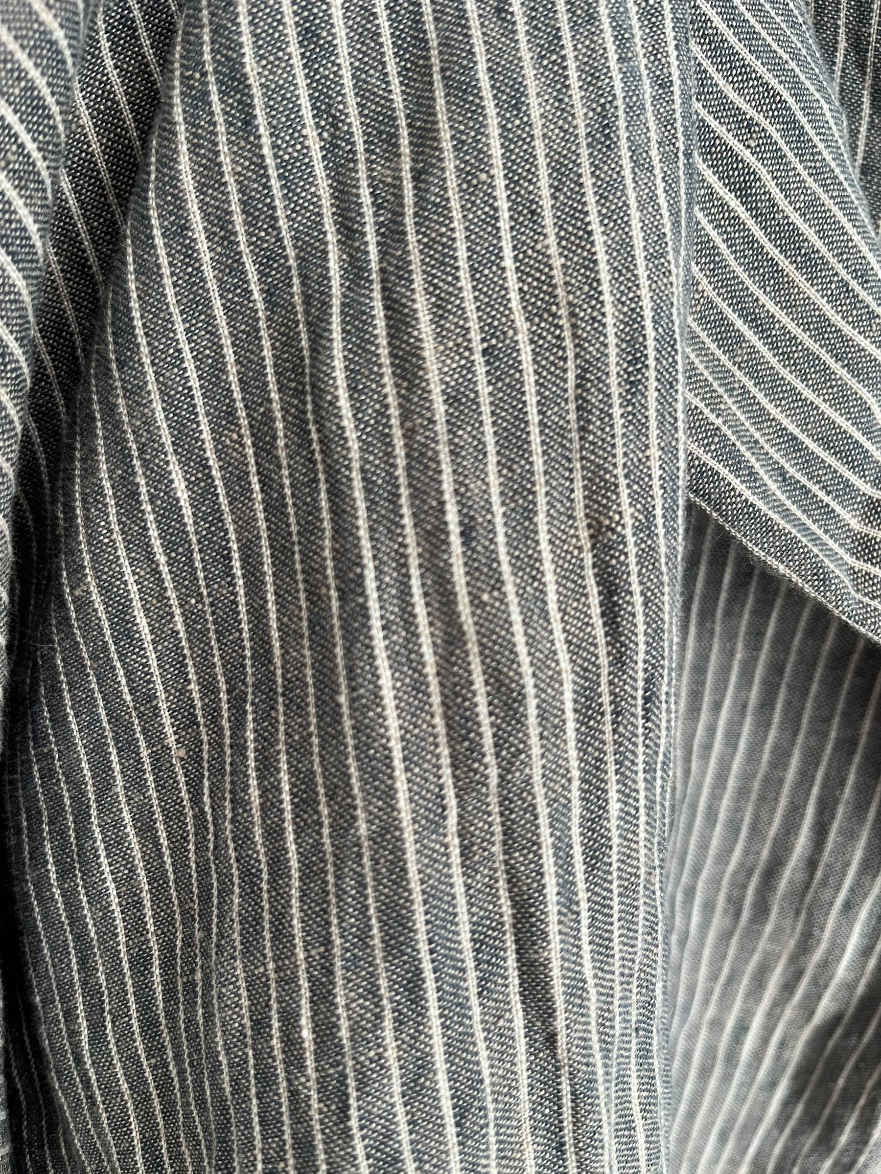 Close-up of a gray pinstripe fabric texture